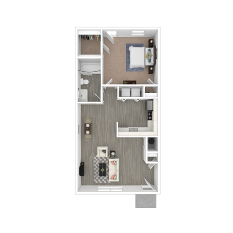 Floor plan for 1 bed, 1 bath, 650 sqft
